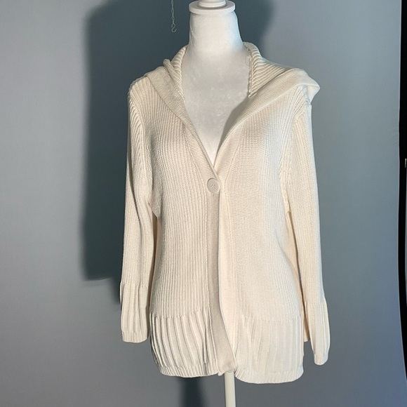 Faded Glory Women's Ivory Hooded Cardigan - Picture 8 of 16